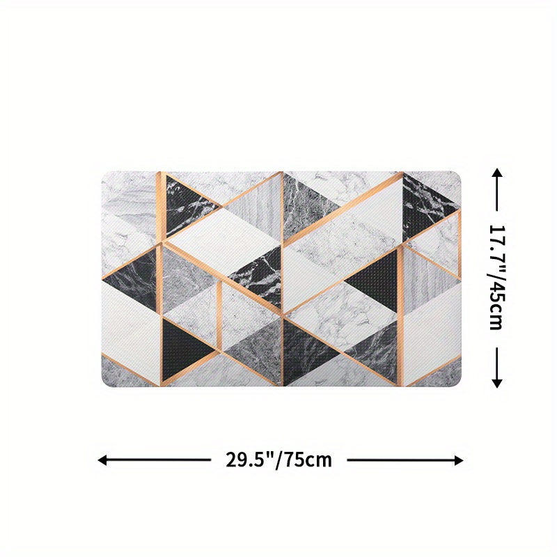 Geometry Leather Kitchen Rugs Cushioned Anti Fatigue Comfort - Temu