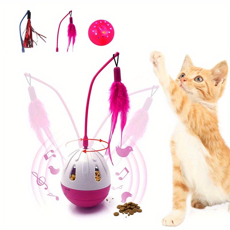 Interactive Cat Toy Gun Shape Toy with Ball & Feather, Indoor