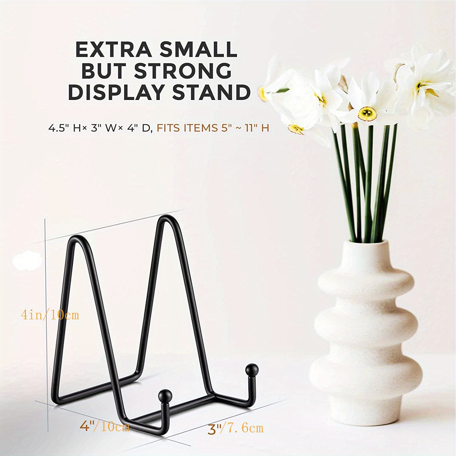 Plate Holder Easel Display Stand - 4.5 inch Metal Plate Stands for Display  - Tabletop Picture Stand - Black Iron Easels for Display Pictures | Photo