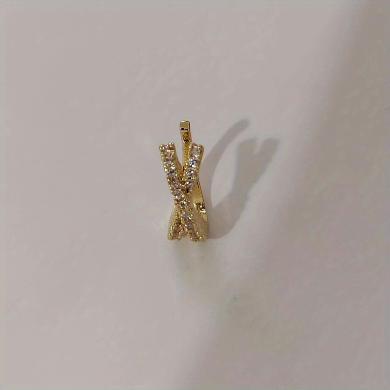 Ear Bone Clip With Fashionable Zirconia Inlaid Earrings Without Ear Holes Bohemian Elegant Style Alloy Jewelry For Daily Leisure