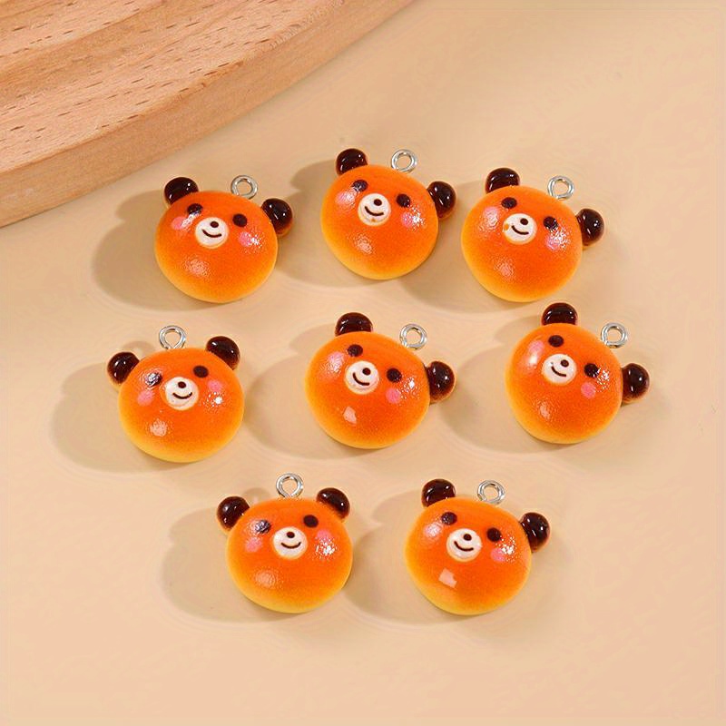 8pcs/set Cartoon Bear Design Resin Charms For Diy Jewelry Making, Suitable  For Necklace, Bracelet, Earrings, Phone Chain, Car Decoration