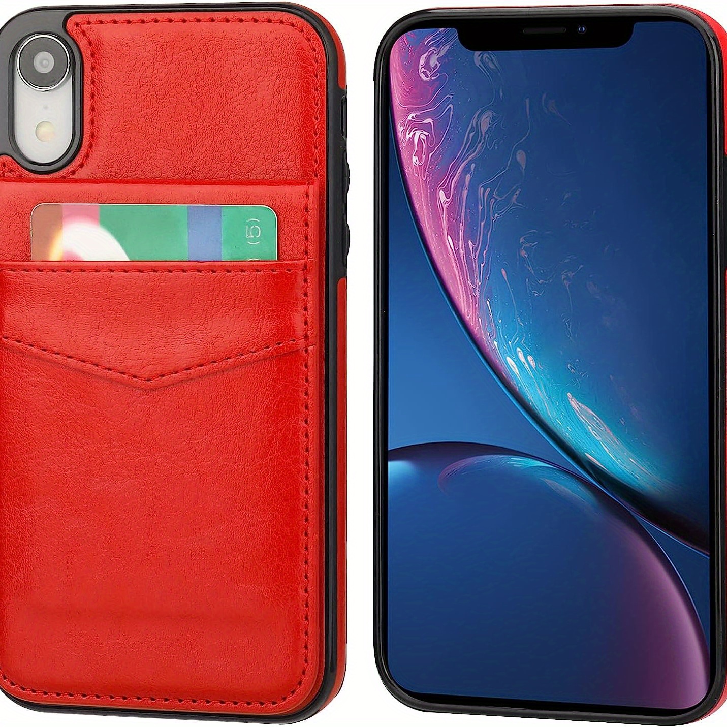 Carcasa Protectora Iphone Xr Tarjetas Función Soporte - Roja con