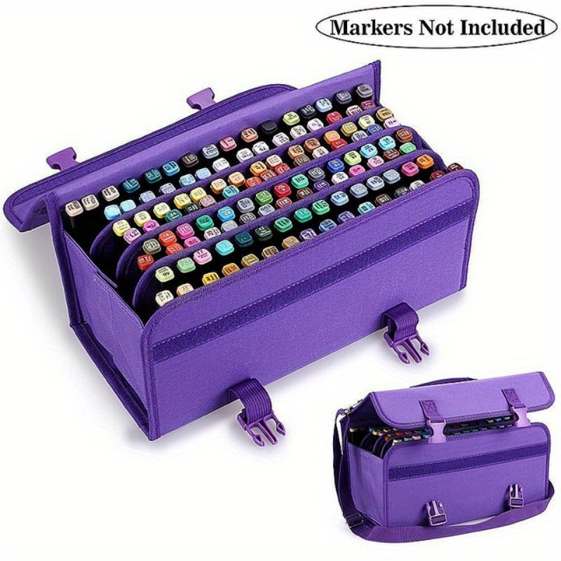 80 Slots Marker Pen Organizer Case Hard Plastic Box Waterproof Portable for  Kids