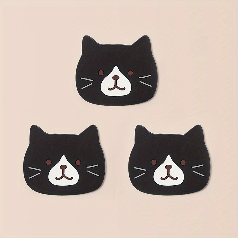 Cute Cat Silicone Coaster Kawaii Animal Shaped Insulated - Temu