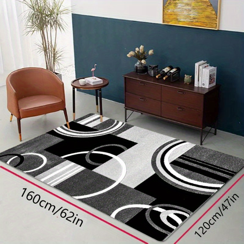 Image of Of Minimalist Gray Color Block Series Area Rug For Living Room