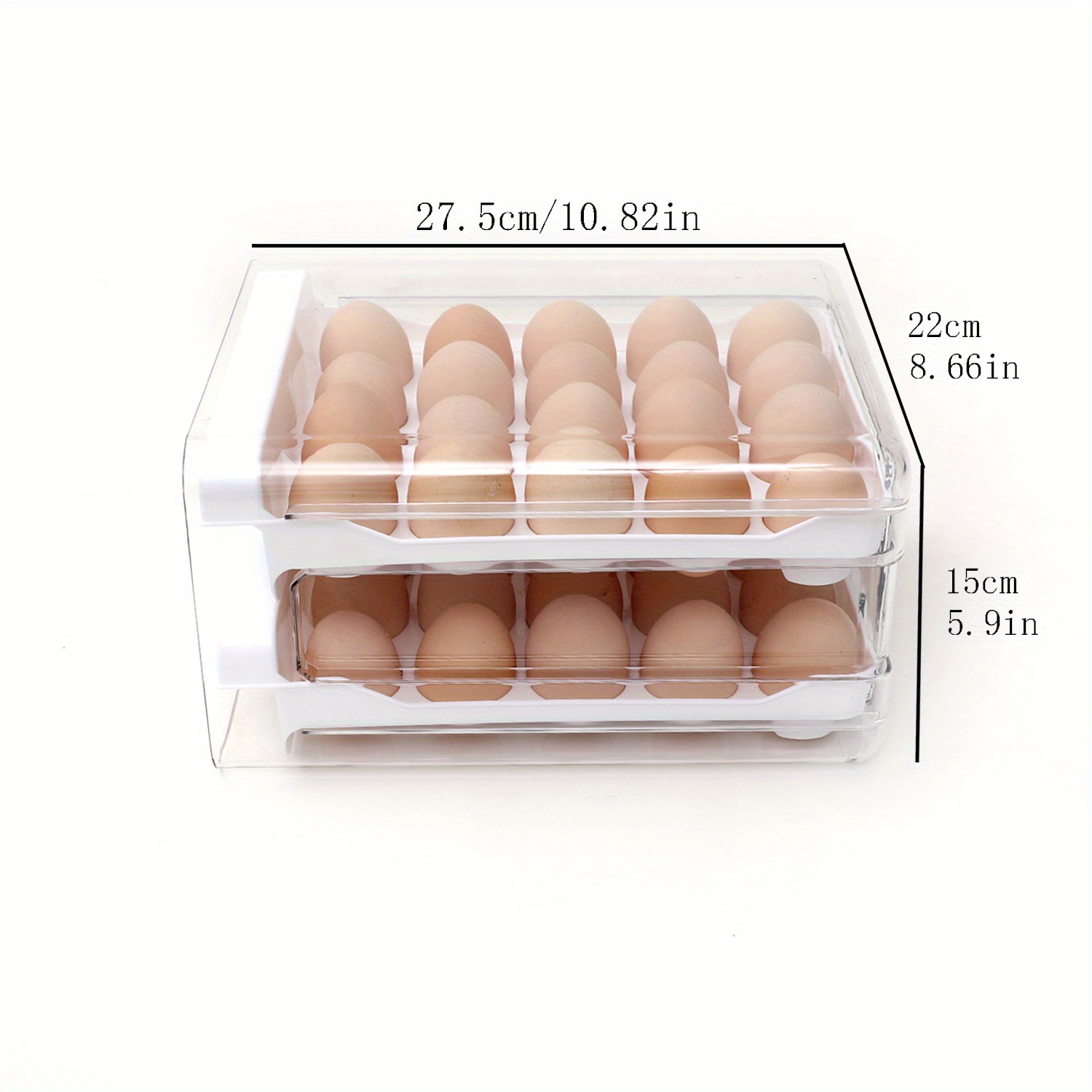 Paquete de 8 organizadores de refrigerador, apilables con tapas, soporte  para huevos, contenedores de almacenamiento para refrigerador, contenedor  de