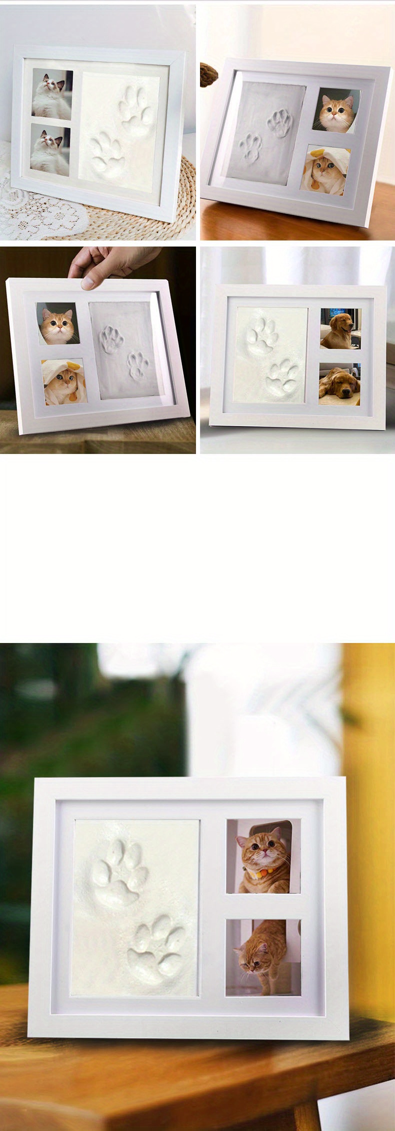LEcylankEr Kit D'empreintes de Pattes de Chien et Chat-Cadre Photo en  Bois-Empreinte de Plâtre 3D - Boîte Souvenir-Cadre Photo et Kit