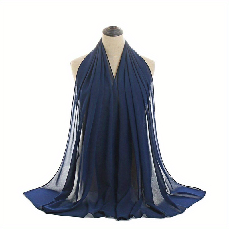 75D Pearl Chiffon Long Scarf Plain Scarf For Men Women