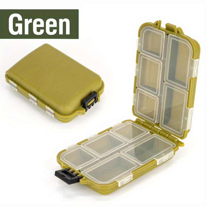 Double Side Fishing Lure Storage Box Plastic Fish Tackle Container, Green