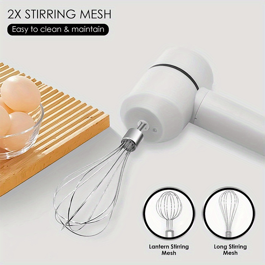 cordless hand mixer electric whisk usb rechargeable handheld electric mixer with 3 speed self control 304 stainless steel beaters balloon whisk for gifts butter tarts cakes  white kd305 details 6