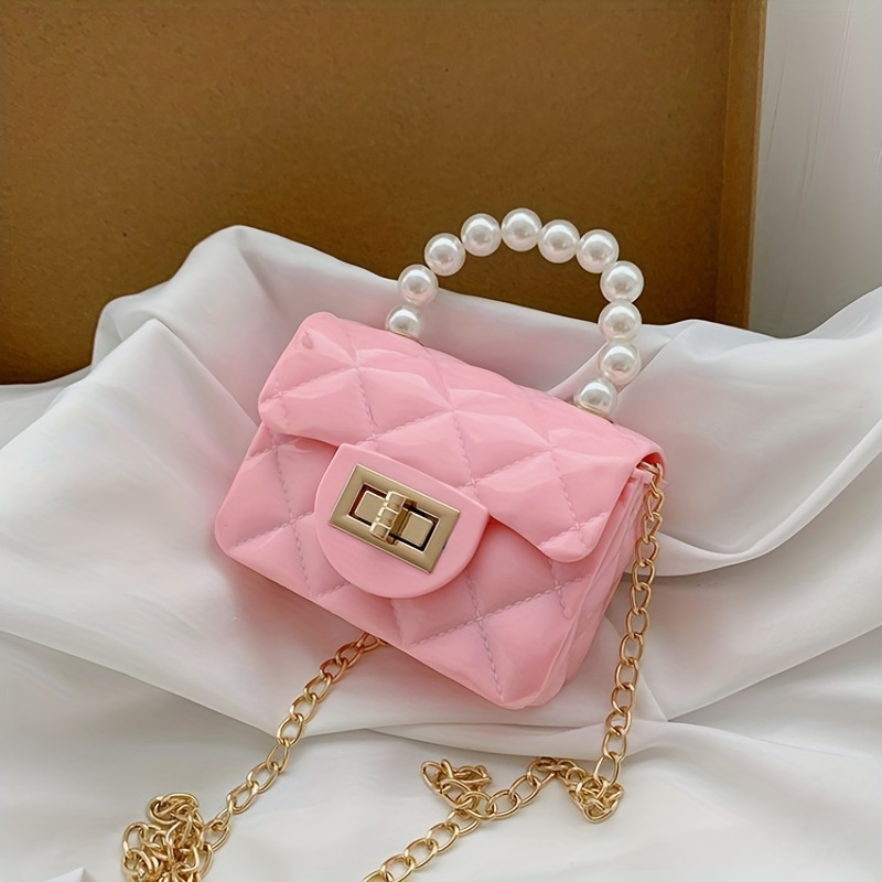 Hollow Out Jelly Handbags, Mini Faux Pearl Handle Silicone Purse, Fashion Chain  Crossbody Bag - Temu