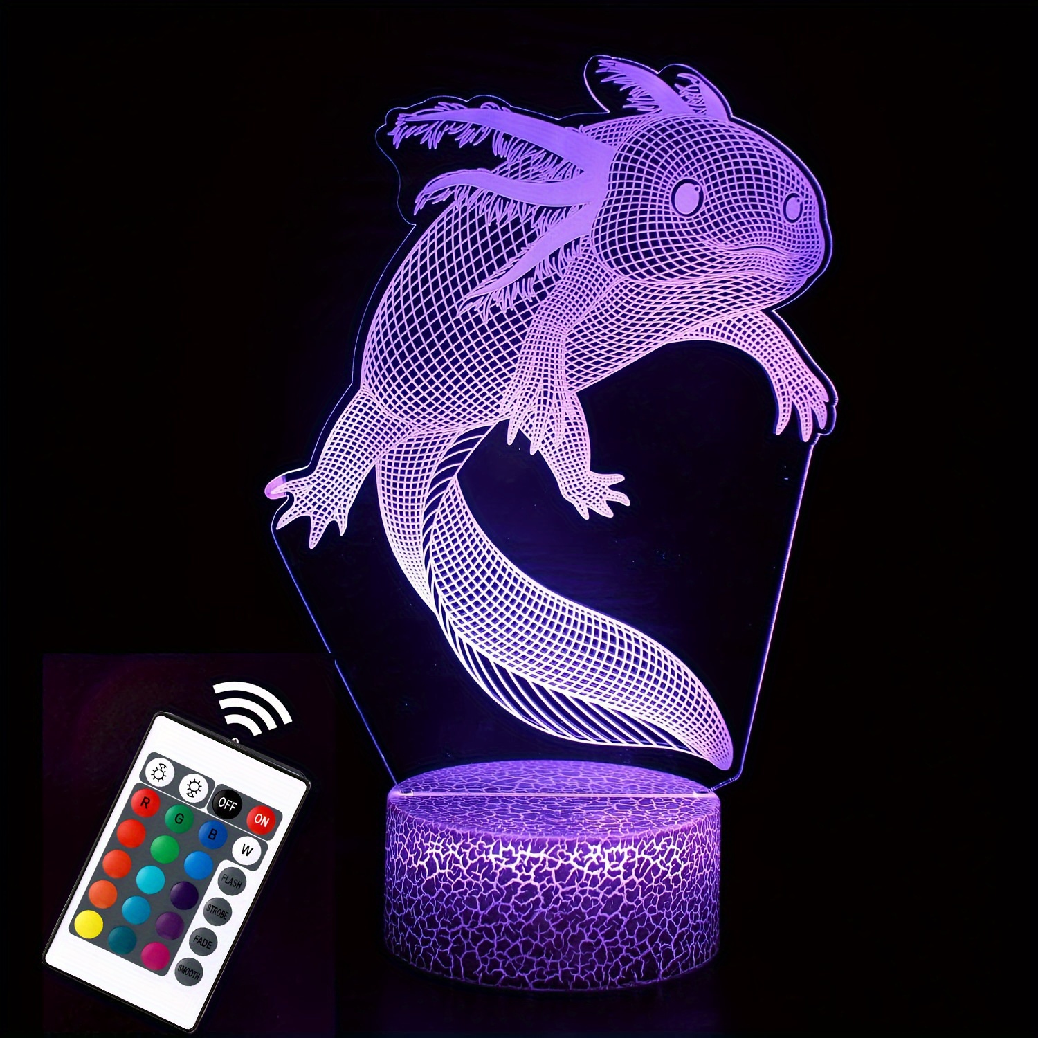 Axolotl Night Light, 3d Illusion Lamp Axolotl Lights, 16 Colors Crack Base  Desk Lamps, With Remote Control, Perfect As Birthday Christmas Gifts, Home  Decoration - Temu