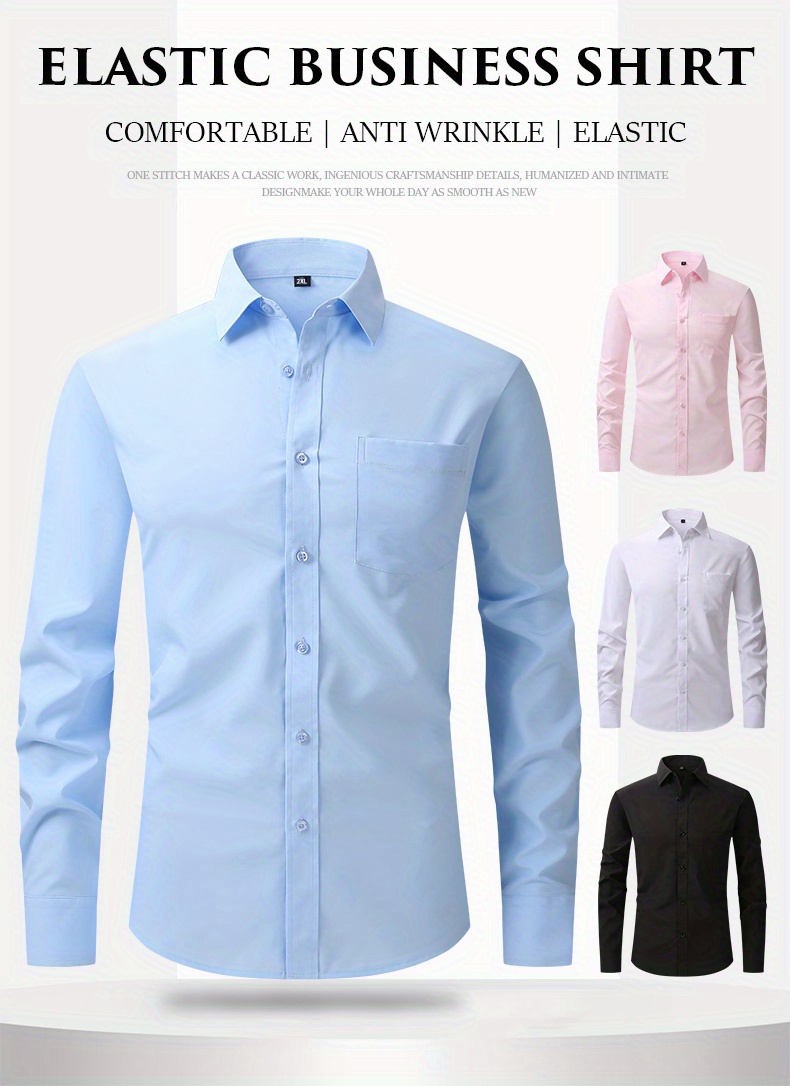 Men's Formal Classic Design Button Shirt Chest Pocket Male - Temu