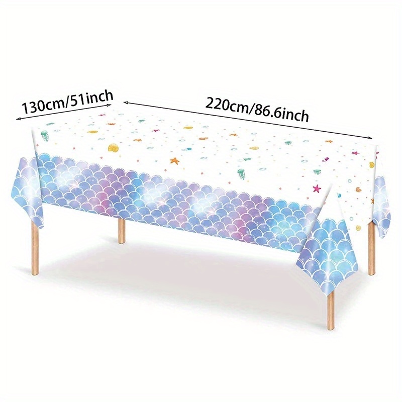  Mermaid Fish Tail Table Runner sea Theme Mermaids Fish Scale  Background Home Kitchen Table Decoration 13 X60 : Home & Kitchen