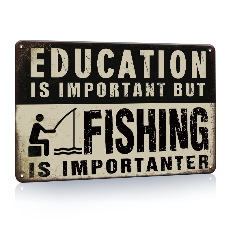 Fishing Decor for Home - Welcome Drop A Line - Durable Metal Sign - Funny  Signs To Use Indoor/Outdoor - Man Cave, Fishing House Decor, Cabin Decor