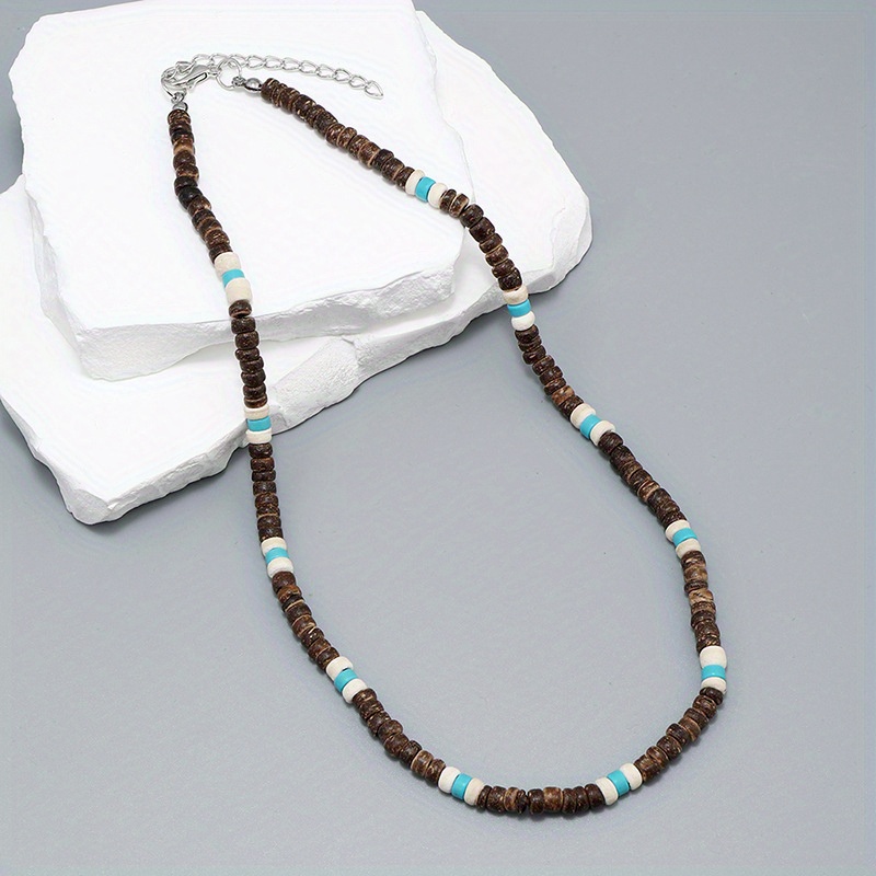 Coconut Shell Turquoise Necklace, Boho Style for Men & Women