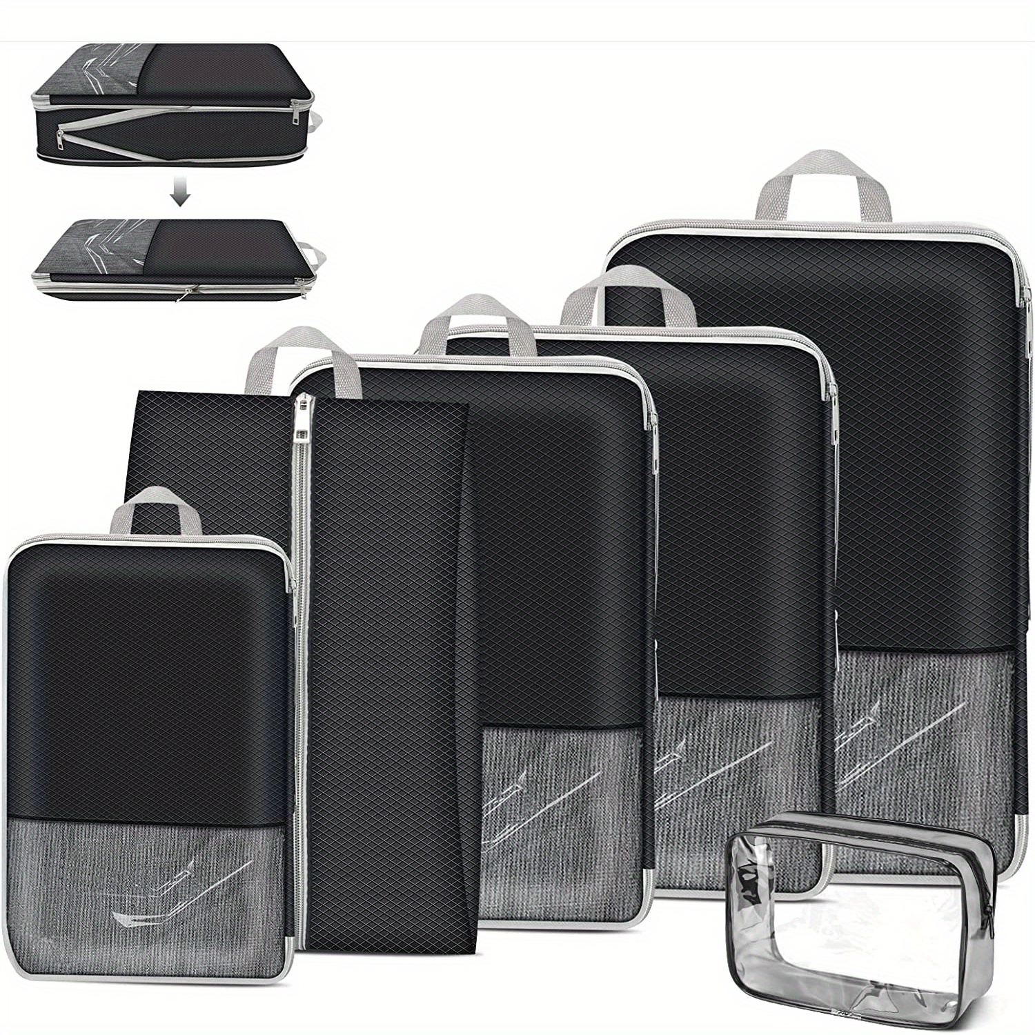 6pcs Travel Packing Cubes Clothes Storage Bag Travel Pouch Shoes