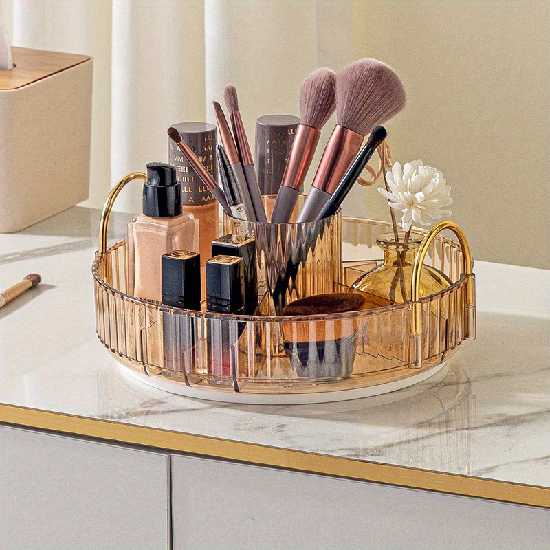 360 Rotating Makeup Brush Holder Desktop Cosmetic Lipstick Storage Box For  Home