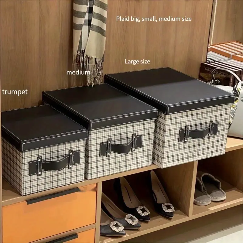 Clothing Storage Box, Household Storage Box, Wardrobe Closet Bedroom Clothing  Storage Box, Oversized Pu Leather Storage Box - Temu
