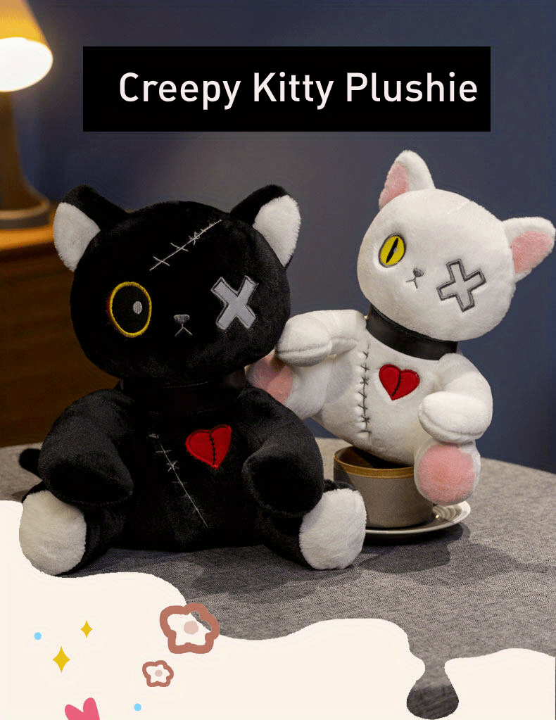 Creepy Goth Cat Plush Plushie Toys Temu