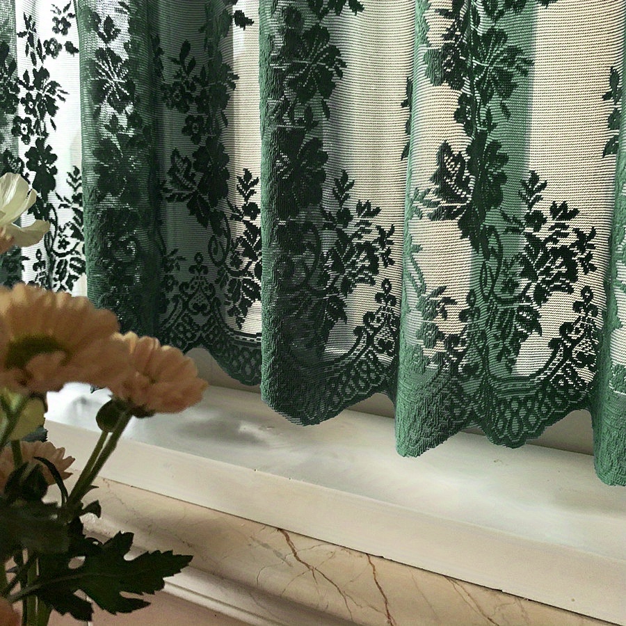  V3VOGUE Cortinas de encaje verde oscuro para comedor, cortinas  transparentes de encaje retro para ventana de cocina, ligeras y  transpirables, para balcón, cortinas de decoración de dormitorio, 1 : Hogar  y