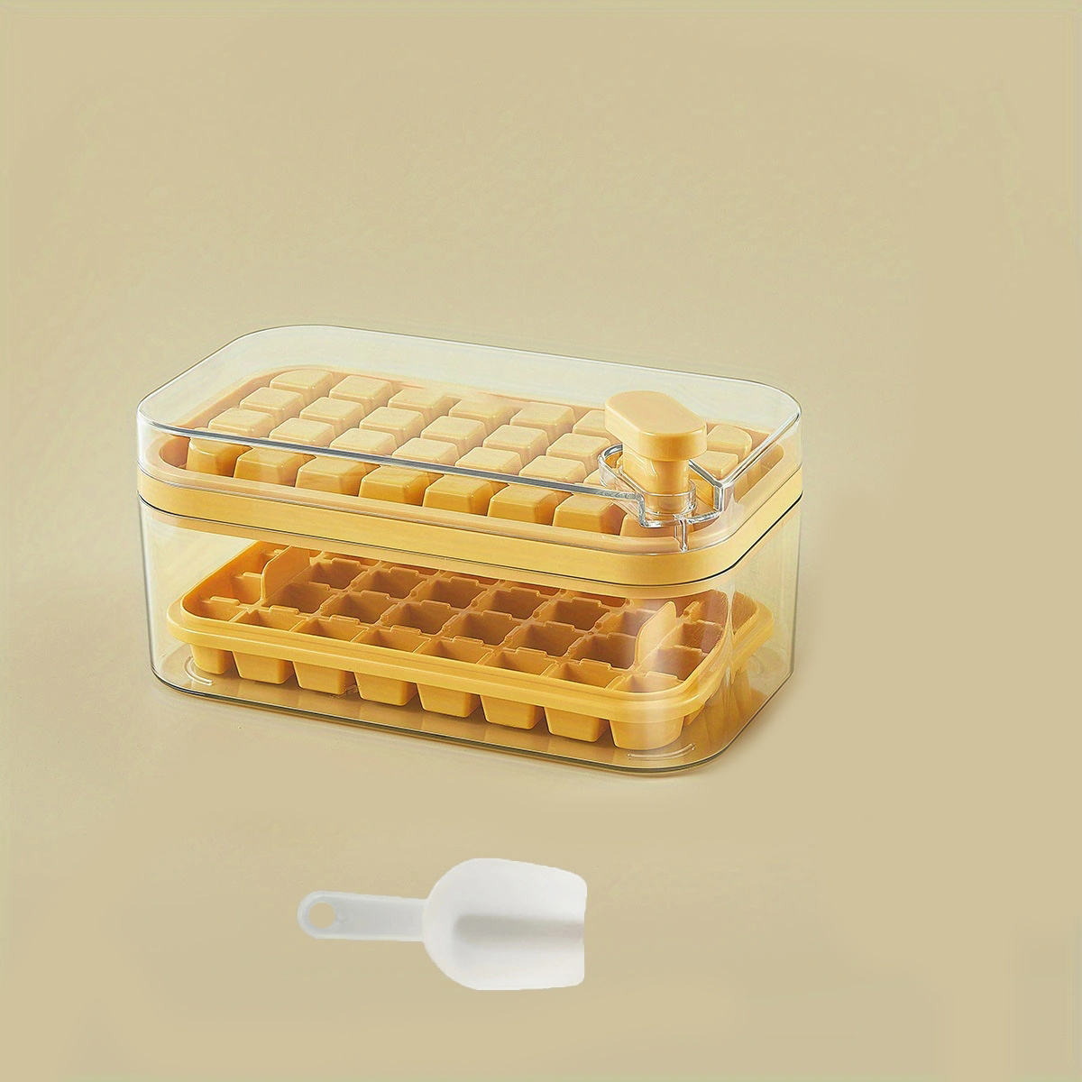 Square Ice Cube Tray With Storage Box One-button Press علبه ثلج
