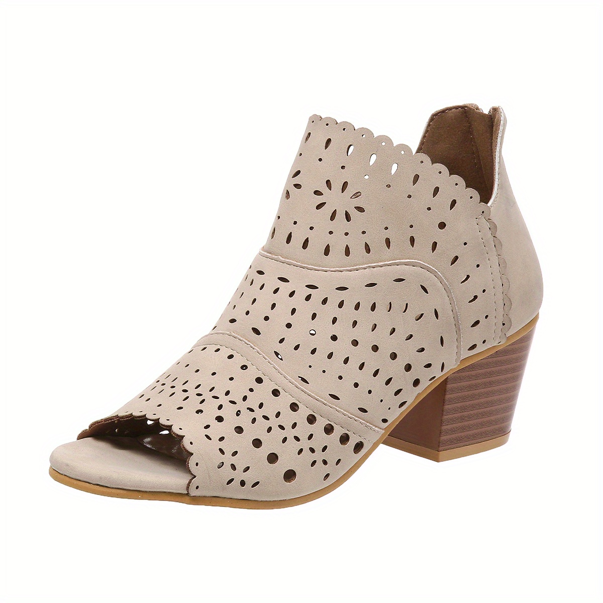 KIKIVIVI Women's Chunky Heel Peep-Toe Ankle Strap Sandals With Zipper - Platform High Heels