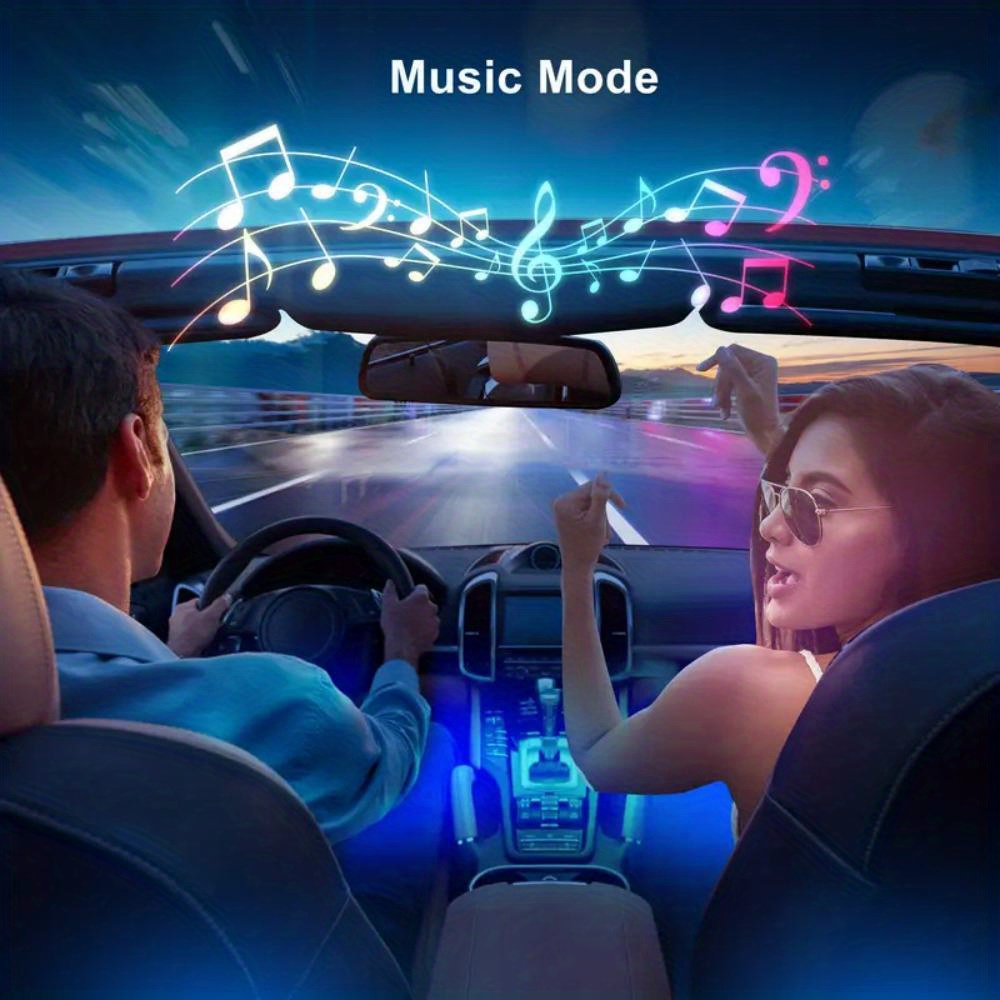TABEN Kit di luce ambientale per auto RGB interno 4 pezzi 48 LED APP  Controller + telecomando RF sincronizzazione con musica Suono Funzione di  memoria attiva Illuminazione auto con caricatore per auto 