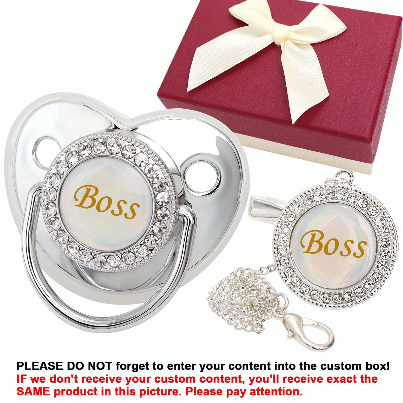 Golden Glitter Pacifier with Crystal Bling - Custom Baby Shower Gift