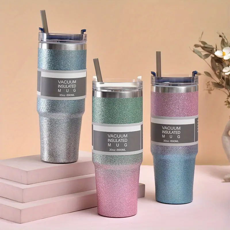 Giraffe Glitter Ombre Tumbler - 20 oz Insulated with Straw and Lid