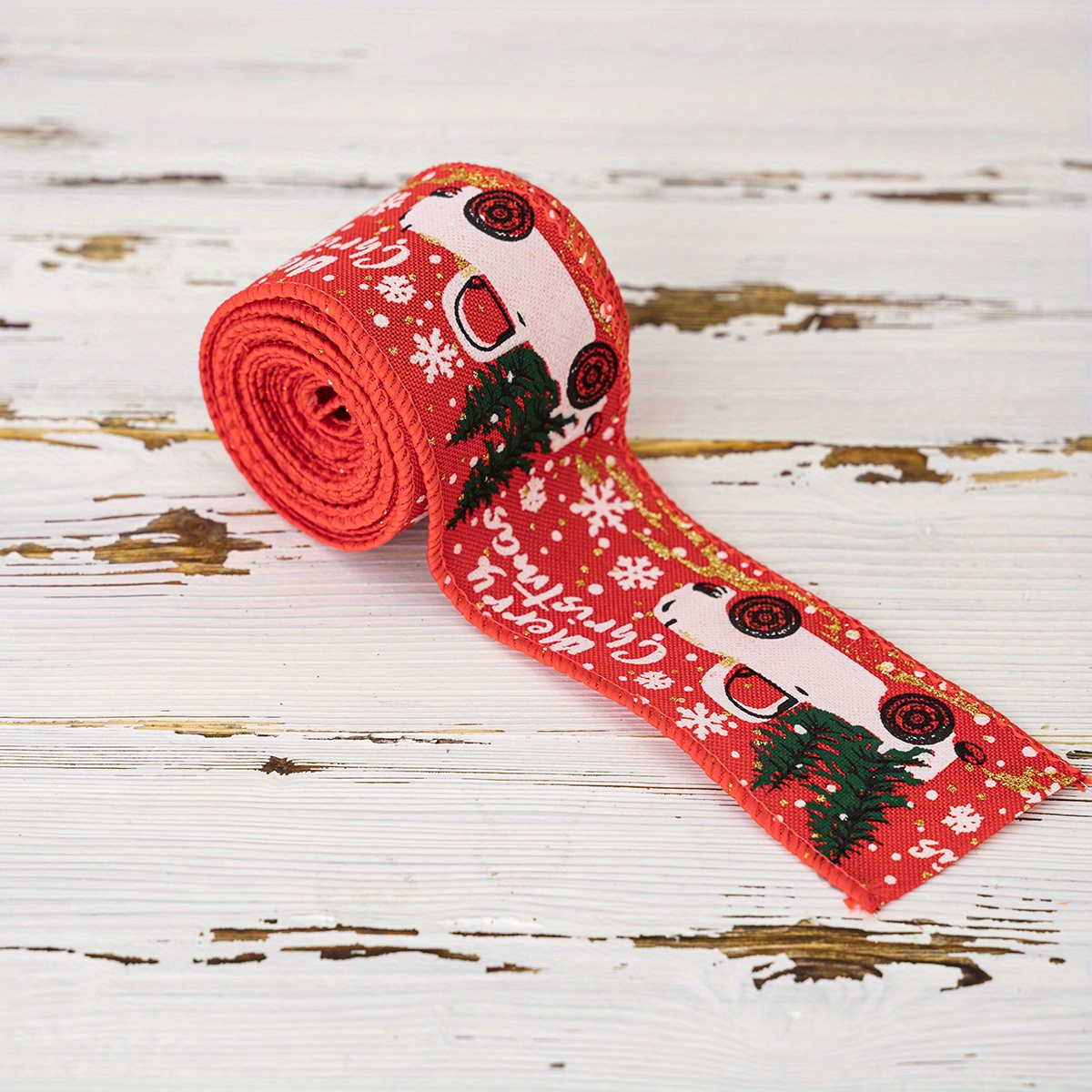 4 Yards Christmas Ribbon Polyester Satin Christmas Wired - Temu