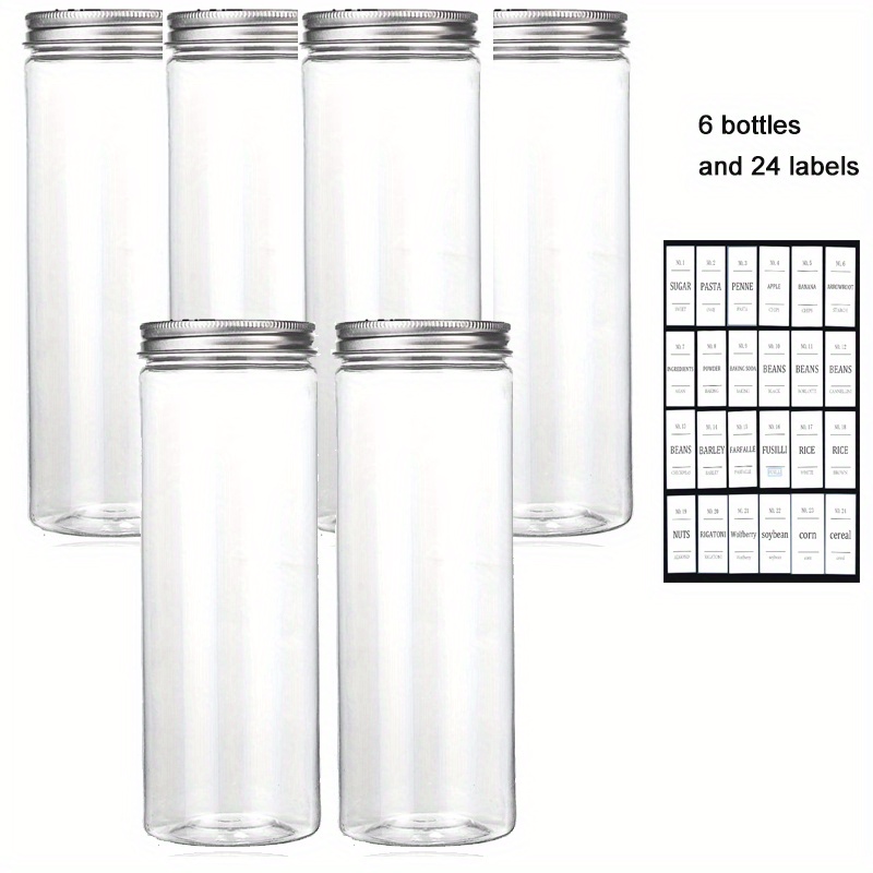 Transparent Pet Food Jar With 24 Labels Portable Candy Jar - Temu