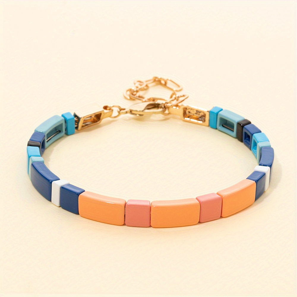 Colorful Extension Chain Bracelet Rainbow Beach Style Women's