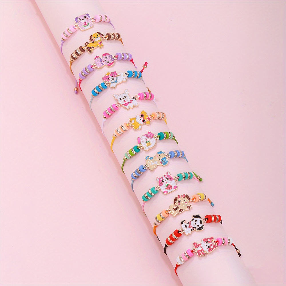 12Pcs Colourful Wooden Bracelets Little Girls Bracelets Kit Kids Fashion  Jewelry 