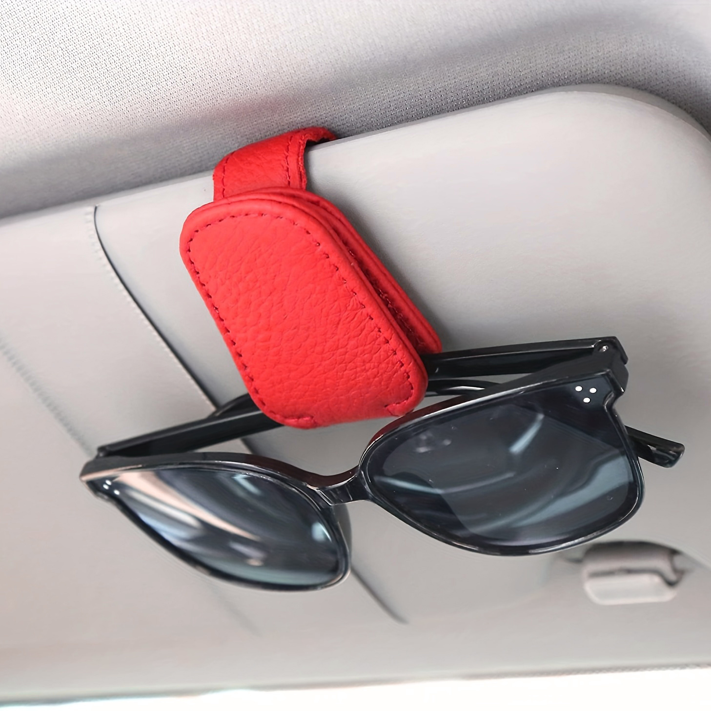1 Pza. Soporte Magnético Gafas Sol Cuero Pu Visor Carro - Temu