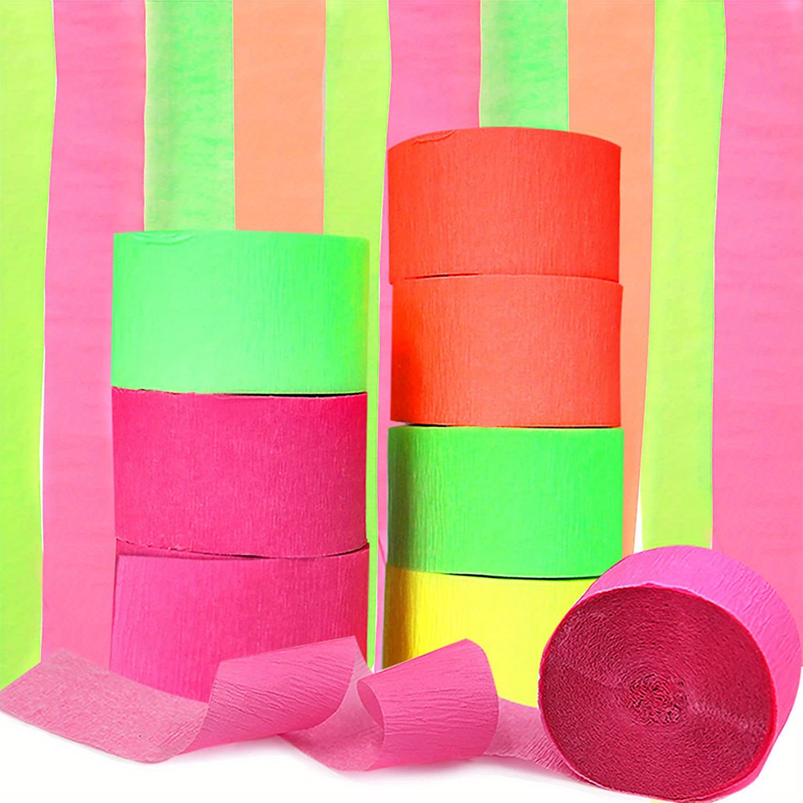 4 Rolls Glow in The Dark Crepe Paper Streamers Fluorescent Streamers for Birthday Festival Party Decor, Size: 6.2X6.2X4.5CM