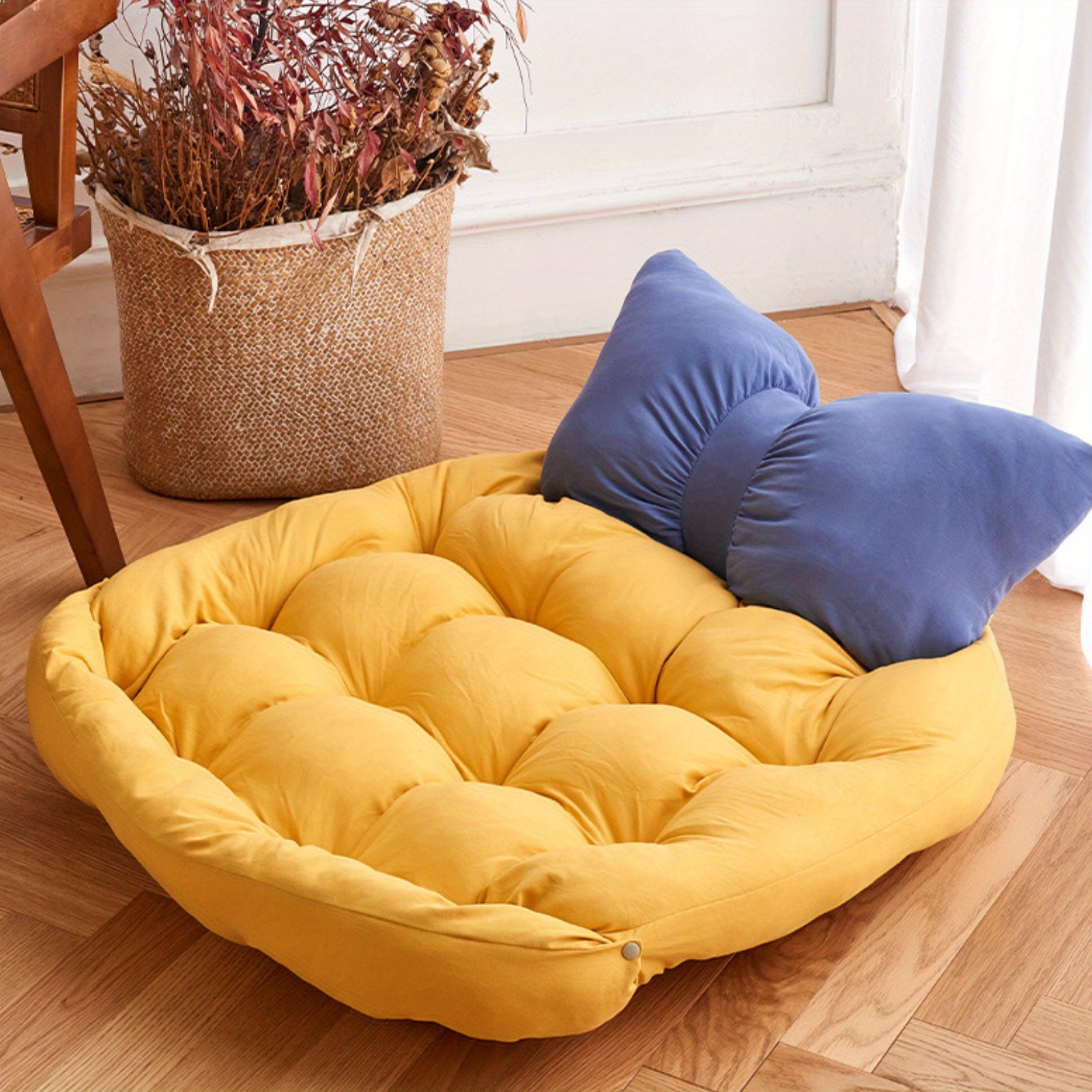 Dog Bed For Large Medium Small Dogs Cats Puppy Detachable Washable Pet Bed Pet Mat Dual Use Dog Sleeping Cushion Pad Soft Dog Beds Cushion Kennel Calming Dog Bed Cat Bed Pet Bed Bow Shape Blue Yellow Pink details 6