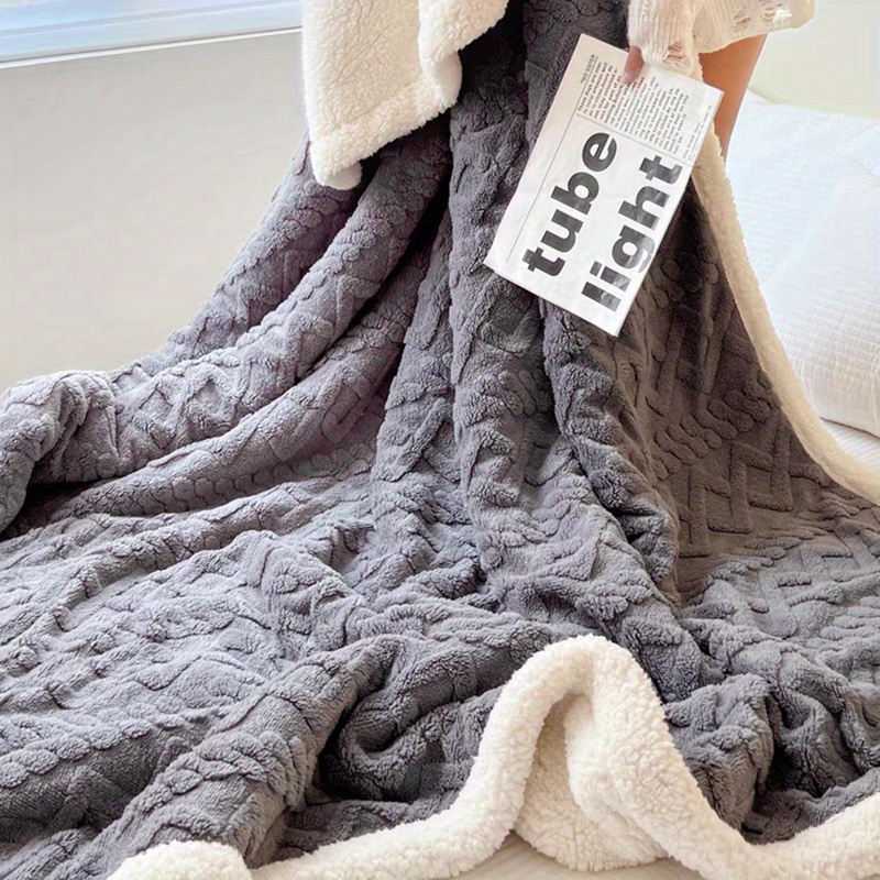 1  comfortable soft blanket double sided plush warm sofa blanket multi purpose blanket details 8