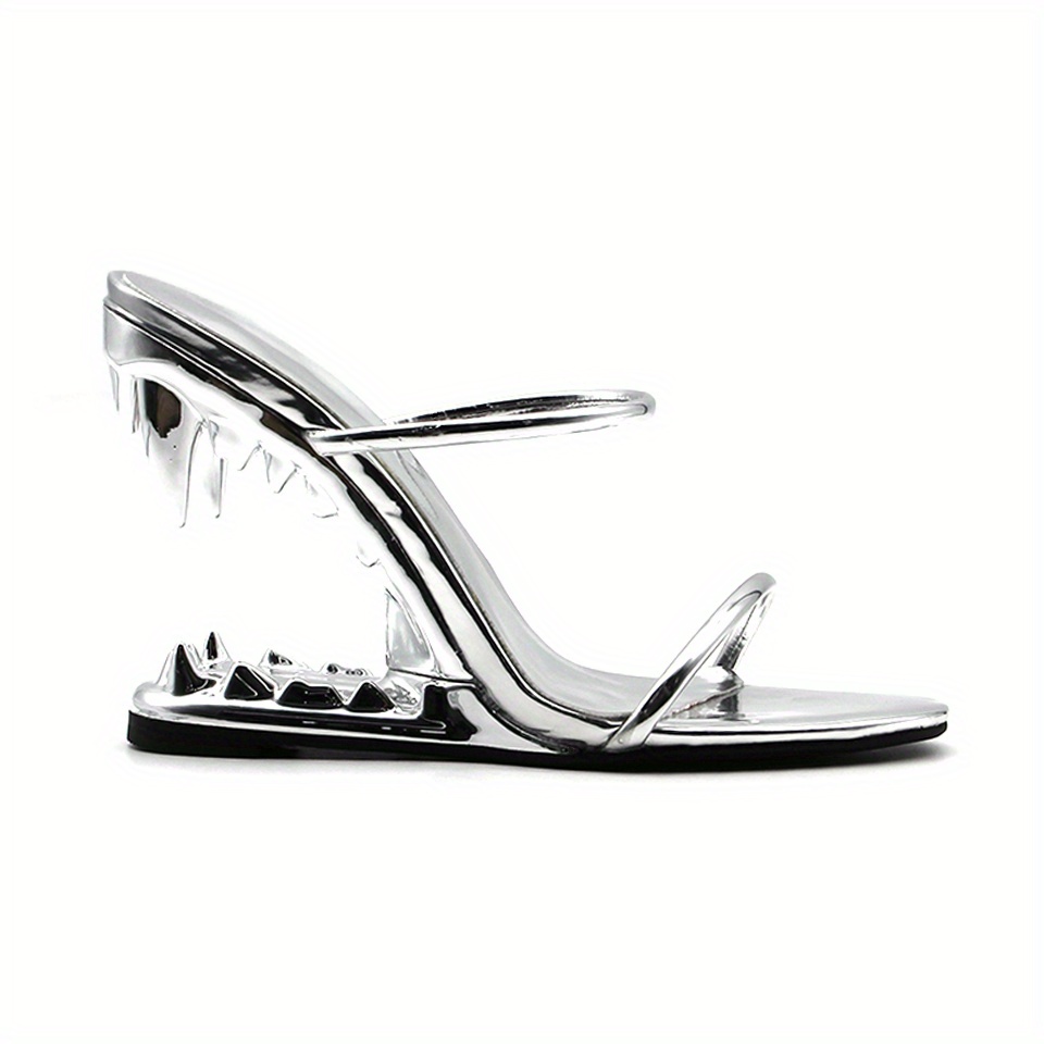 Women's Vampire Teeth Novelty Sandals Slip Metallic Straps - Temu