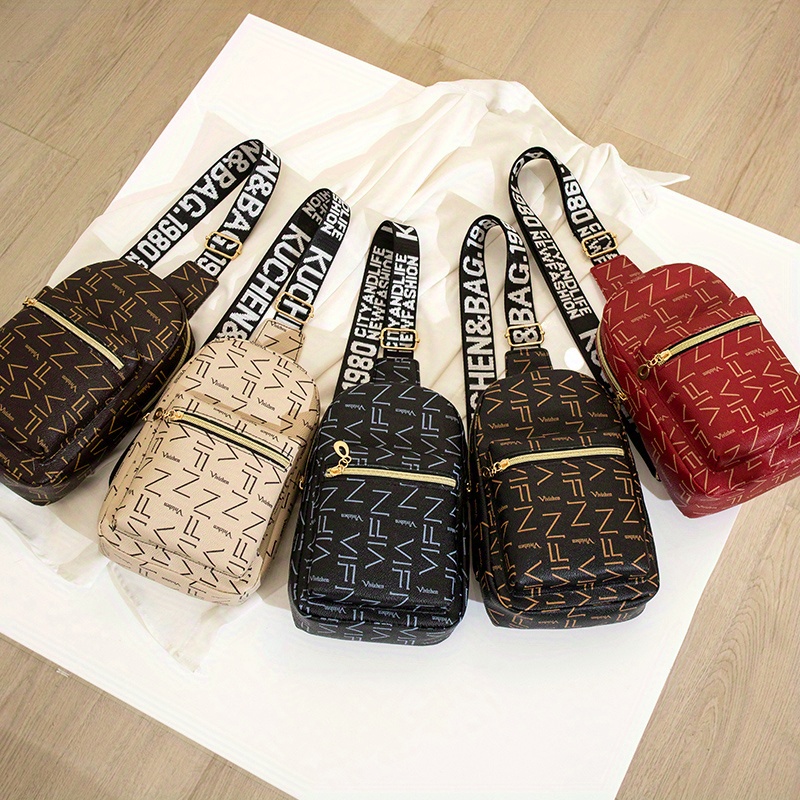 6pcss Fashion Pu Leather Printed Handbag, Shoulder Bag, Crossbody