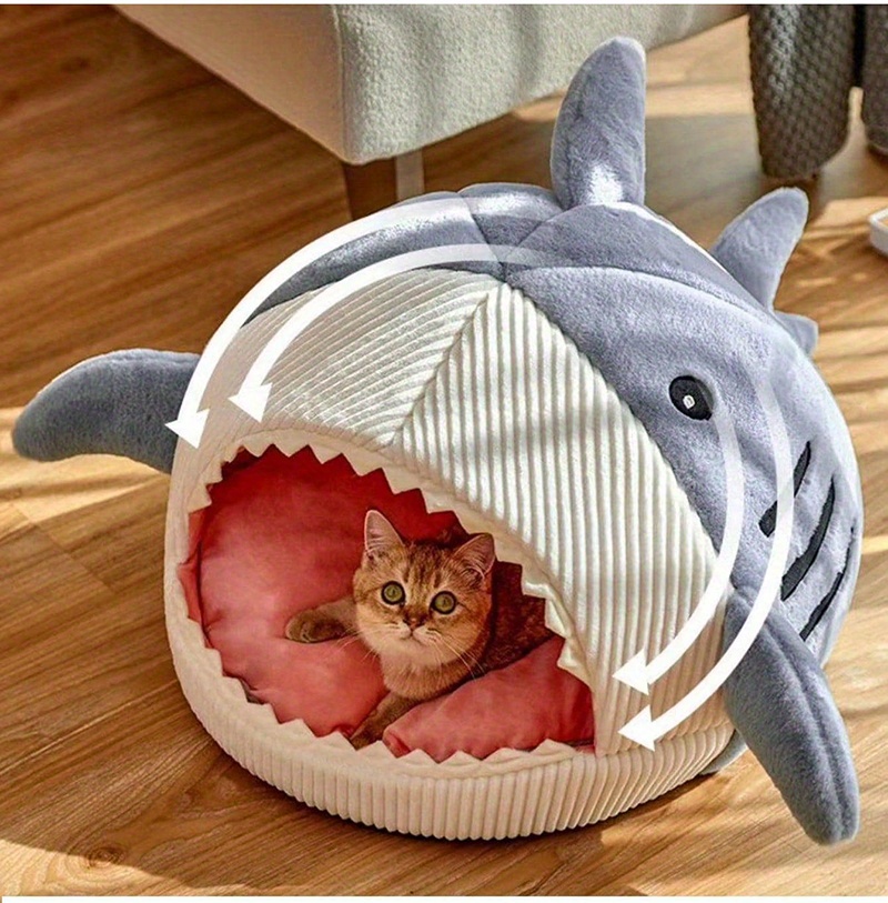 cute cat bed for indoor cats washable mat cat house cozy dog beds for small and large cat cushion small dog hideout house details 2