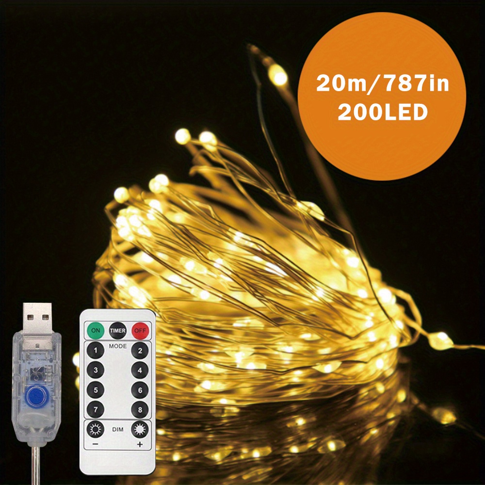 Zukuco Extendable 100 LED Twinkle String Lights, 33 ft Plug in Waterproof String Lights with 8 Modes for Christmas Garden Decorations, Warm White