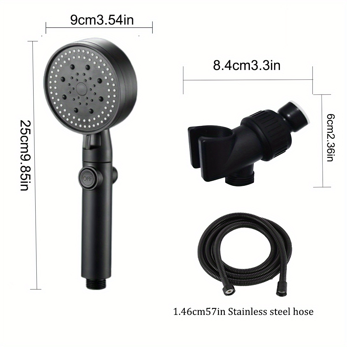 Handheld Shower Head, Multi Functional High Pressure Shower Head With 10  Modes, Daily Shower Spray With 59” Stainless Steel Hose And Adjustable  Brass Bracket, Bathroom Accessories - Temu Czech Republic