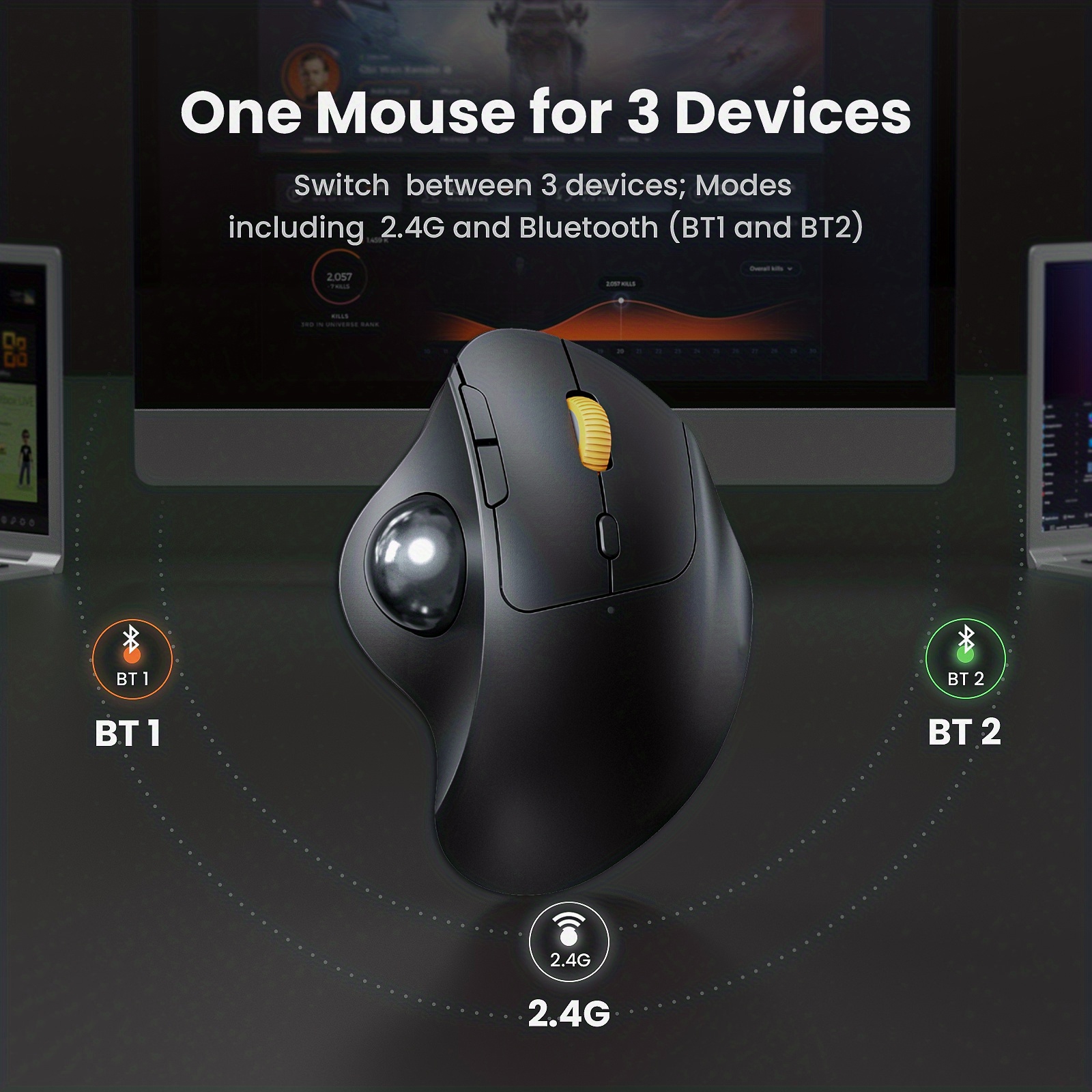 Logitech Ergonomic Wireless Trackball Mouse, Easy Thumb Control, Smooth  Tracking, Black 