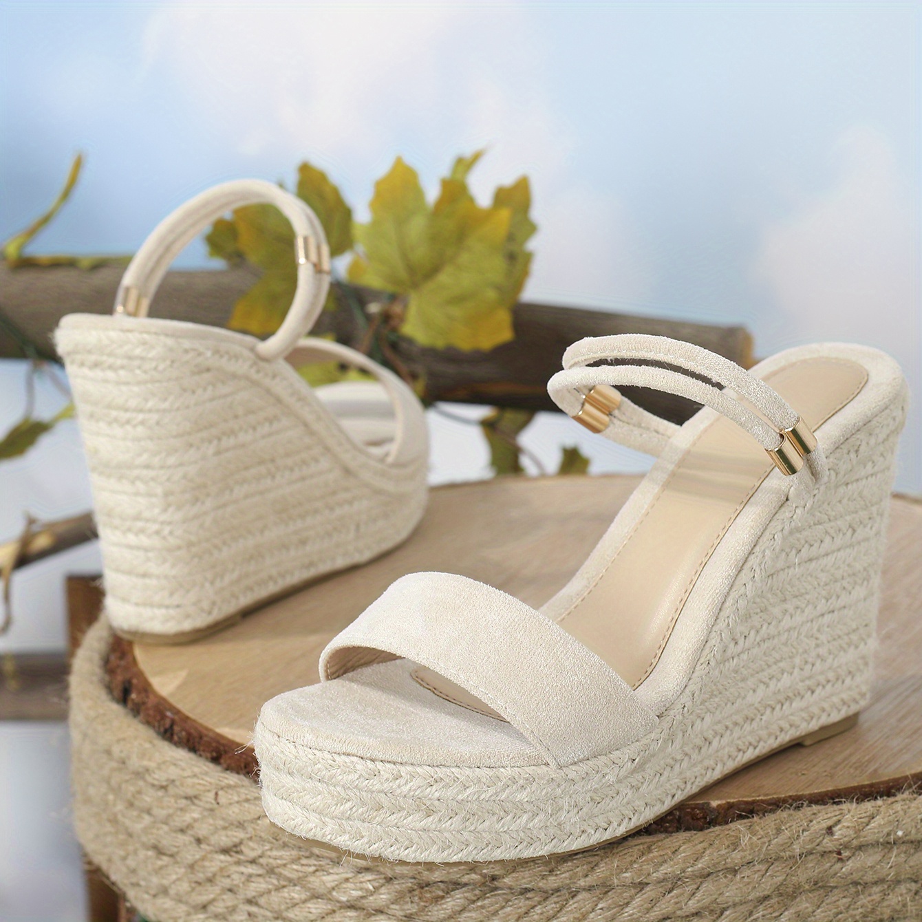 Women's Wedge Espadrille Sandals Open Toe Slip On Platform Heels Comfortable