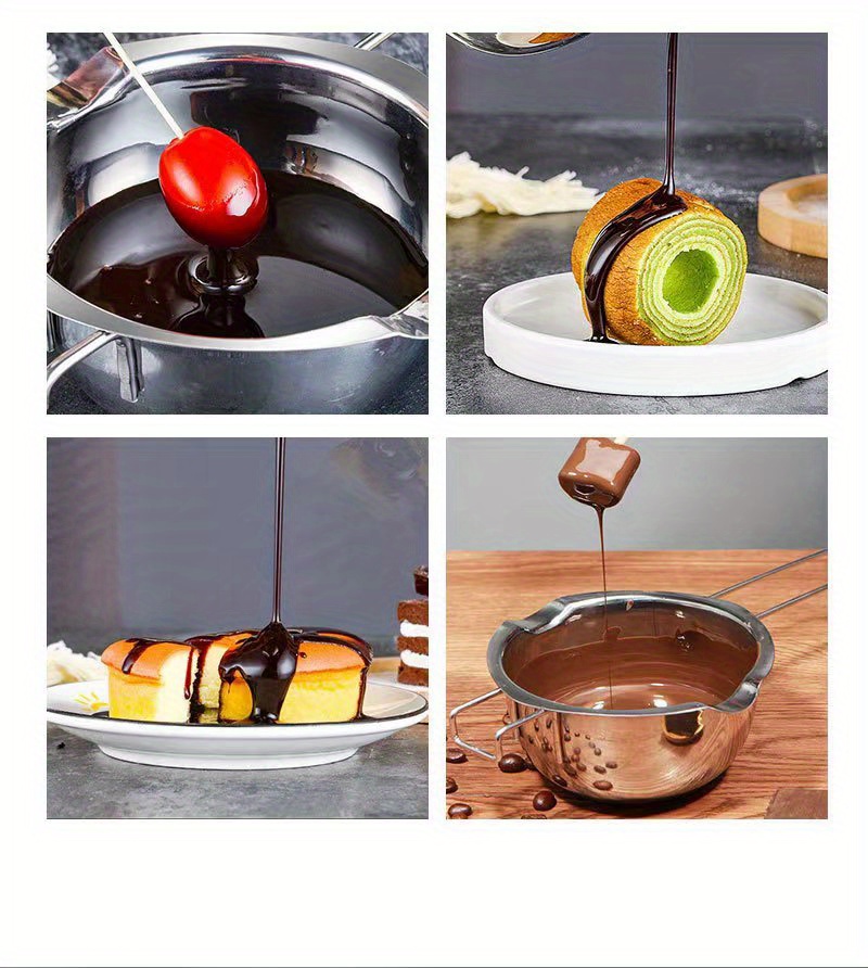 1pc double boiler pot stainless steel chocolate   butter warmer splash oil pot for oil heating wax melting kitchen utensils kitchen gadgets kitchen accessories details 7