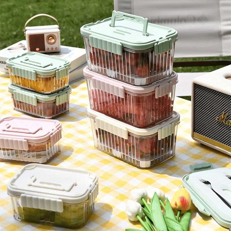 Fresh keeping Vegetable Fruit Box With Fork Outdoor Camping - Temu