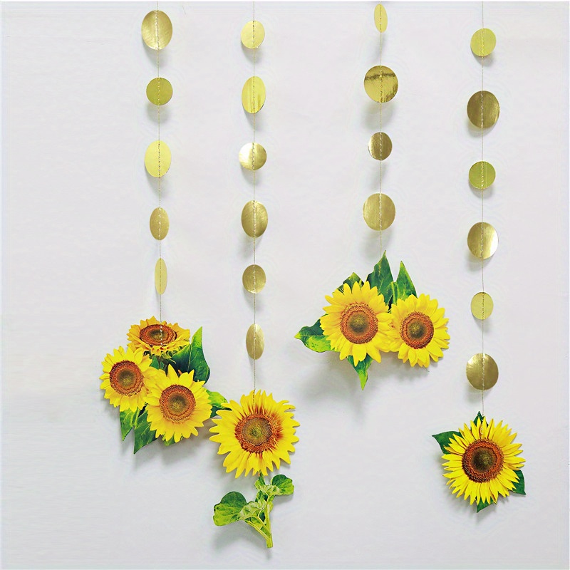 12pcs, 39.4ft Sunflower Party Decorations Sunflower Garland Banners  Sunflower Party Streamer Summer Sun Flower Hanging Decorations For Baptism  Birthda