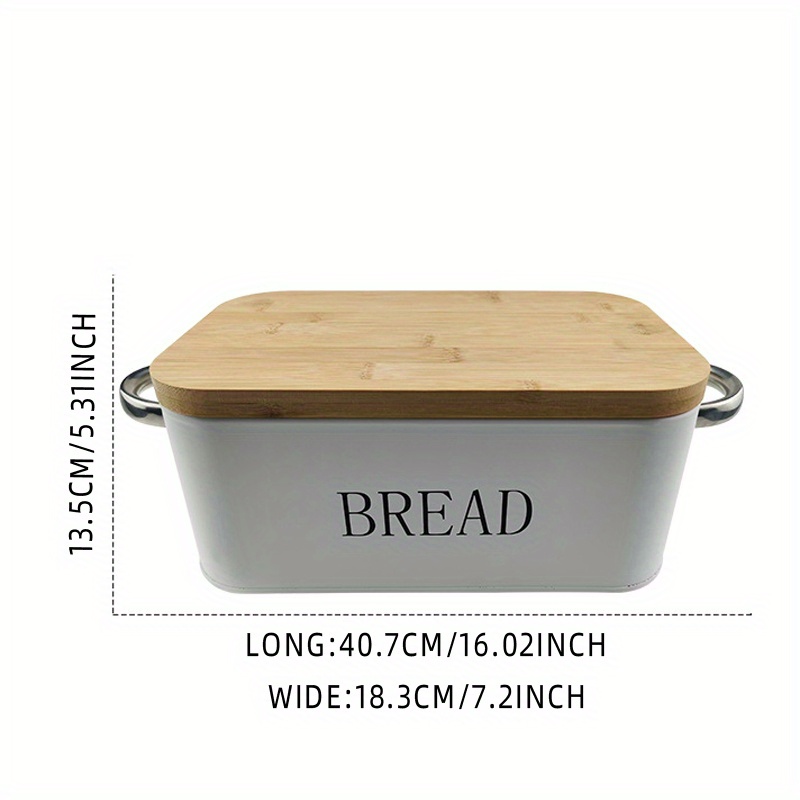 Bread Bin with Bamboo Lid - White