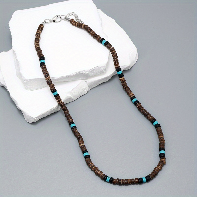Coconut Shell Turquoise Necklace, Boho Style for Men & Women